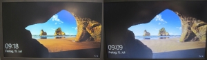 Links ein IPS-Display: Prächtige Farben und geringer Blickwinkelabhängigkeit kennzeichnen das Panel. Rechts ein TN-Panel. Die Bezeichnung TN steht für Twisted-Nematic-Technik.