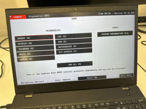 Startbildschirm des Lenovo Diagnostics UEFI am Beispiel eines Lenovo ThinkPad T580