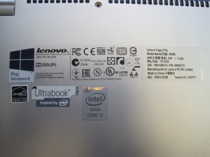 Typenschild Lenovo Yoga 2