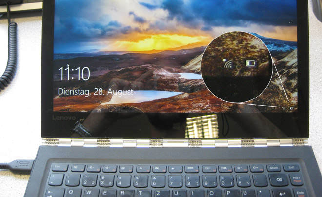 Netzteil Ladekabel defekt beim Lenovo Yoga 900-13ISK. Trotz angeschlossenem Netzteil bezieht das Notebook den Strom vom Akku.