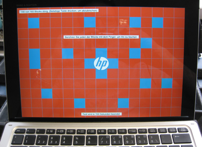 Touchscreen defekt. Das HP Diagnosetool hilft, den Fehler einzugrenzen.