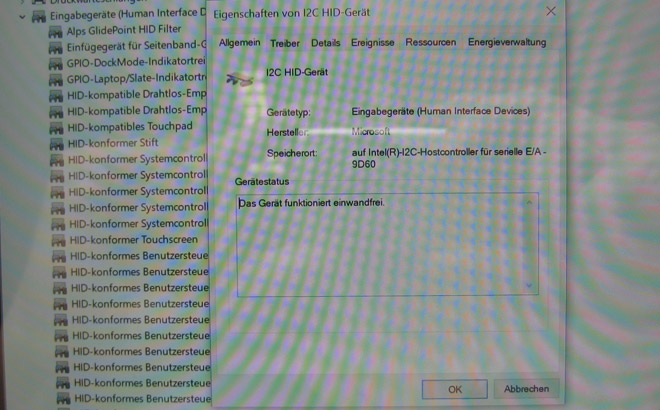 Touchscreen defekt. Treiberproblematik gelöst. Das HP Elite x2 funktioniert wieder einwandfrei.